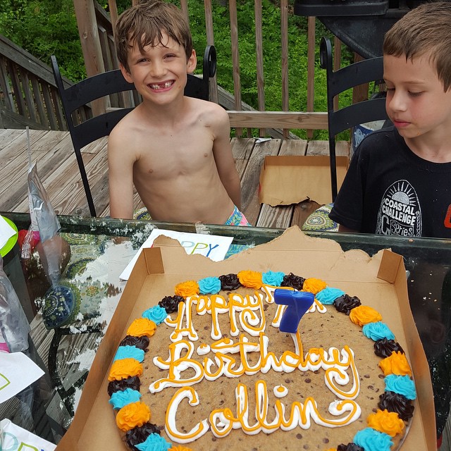 Collin's 7th Birthday Party! His pool party with school friends was rained out, but we pulled off a fun party at home.