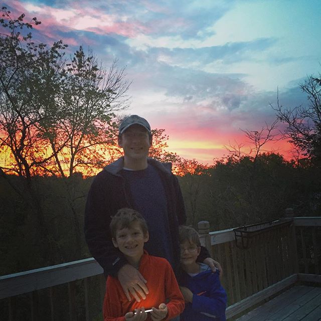 Beautiful sky this morning as these three head out on their first Indian Guides campout!