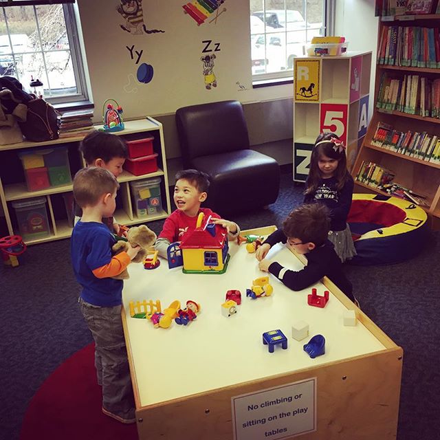 fun with friends at the library