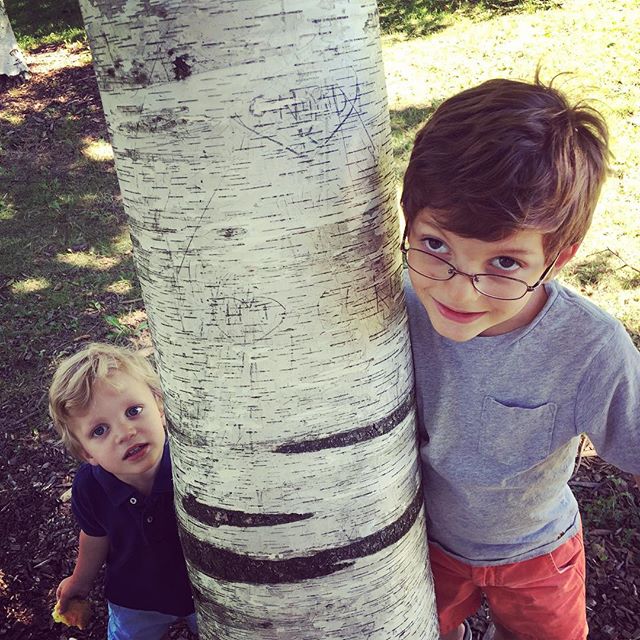 showing Rainey our favorite old park and tree with our initials...C+N+M+D+R