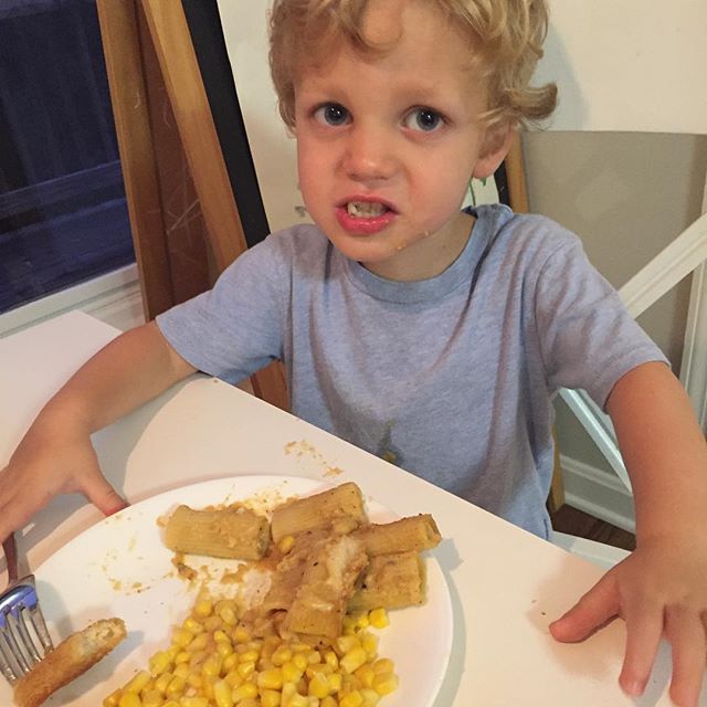 An all yellow dinner for his night before school dinner because he is obsessed with all things yellow.