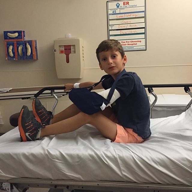 Not how we expected today to go! C fractured his distal humerus by falling off a swing on the playground. Soccer season and tennis are out for the next six weeks.