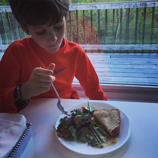 Mom success, when your son cheers for spinach and beet salad.