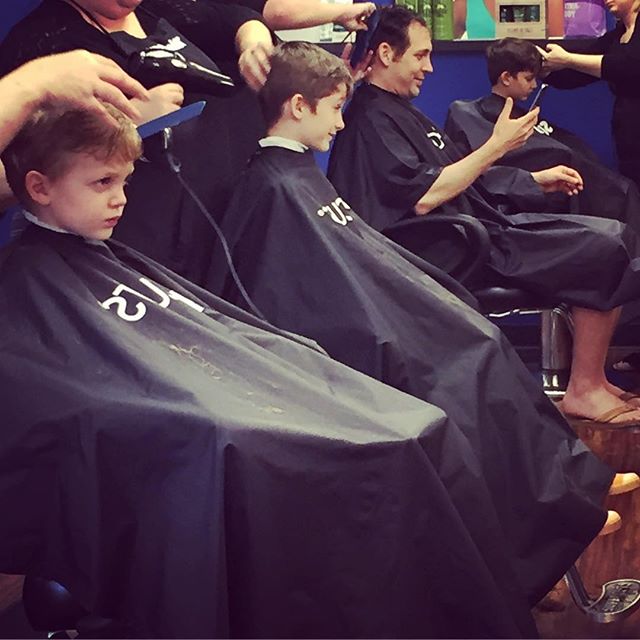 Mother's Day 2017, supervising haircuts for all my boys.