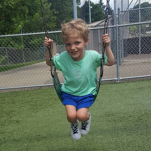 R is thrilled about learning how to swing....straight, back, straight, back