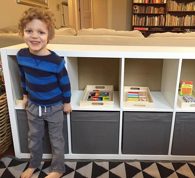 R’s new Montessori work shelf
