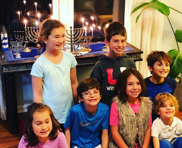 the first night of Hanukkah with the Barans and Eisingers