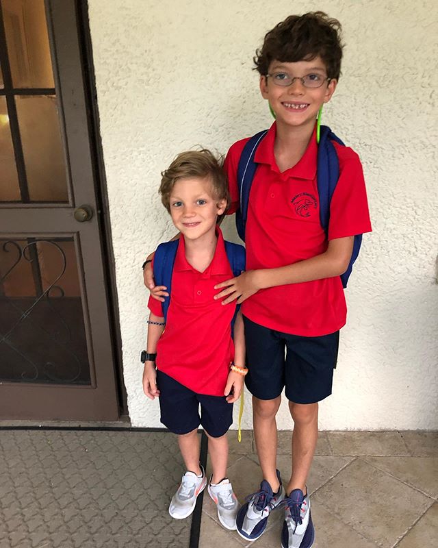 First day of Kindergarten and 3rd Grade, new school, new city