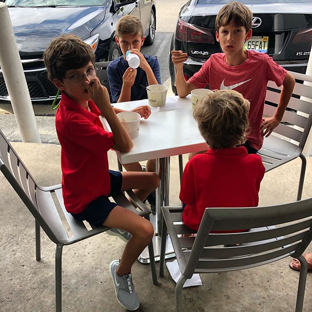 ice cream to celebrate a successful first day of school in our new city