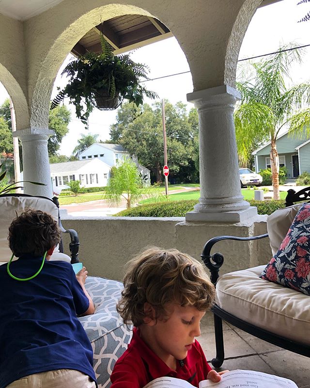after school reading and porch sitting in one of our new favorite spots